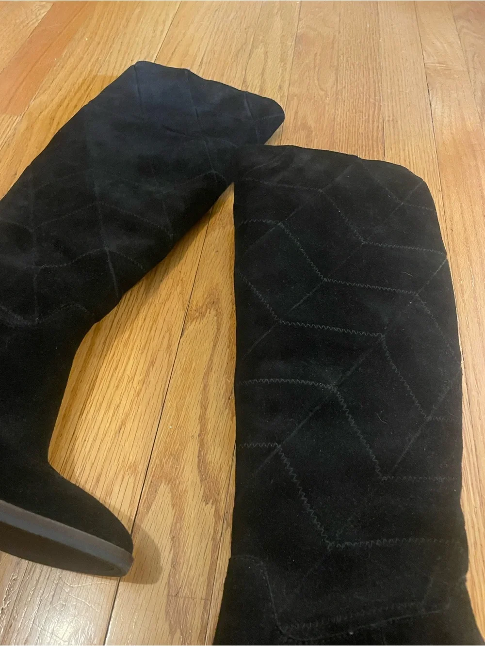Lucky Brand Black Suede Over-the-Knee Block Heel Boots